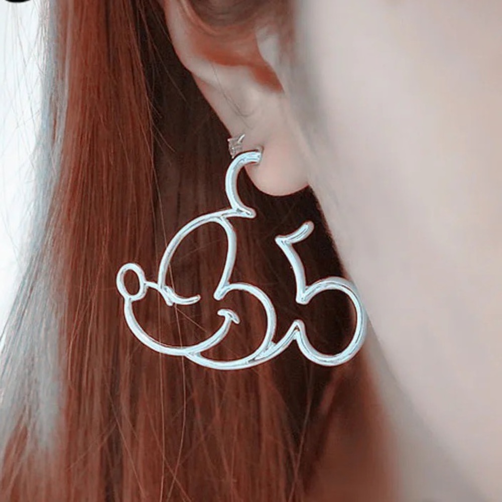 Mickey Mouse 925 Sterling Silver Gold Cartoon 90s Gift Disney World Cute Earring - Picture 6 of 6